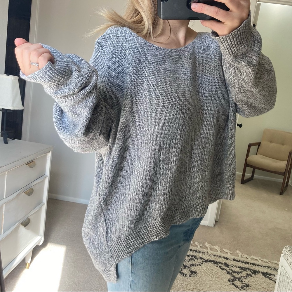 Anthropologie Moth Gray Off Shoulder Sweater Sz L